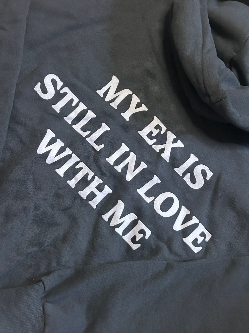 Subdued "My Ex Is Still In Love With Me" Heart Graphic Hoodie | Size S